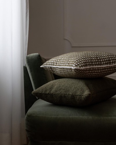 Cozy duża zielona poduszka dekoracyjna boucle 50x50