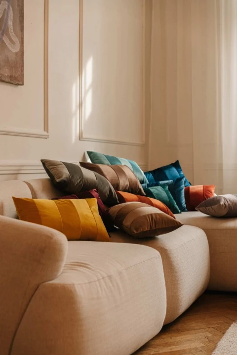 Stripes bordowa poduszka dekoracyjna 50x30 ZERO WASTE