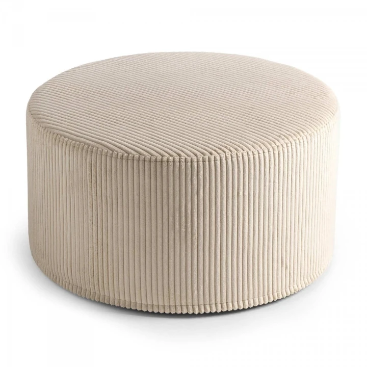 Duża okrągła kremowa pufa CORD Slim 60x30