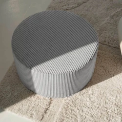 Duży okrągły szary puf CORD Slim 60x30