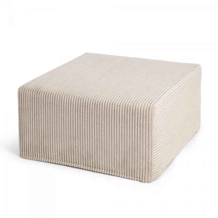 Duża kwadratowa kremowa pufa CORD Slim 60x30
