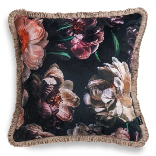 Czarna poduszka dekoracyjna w piwonie 45x45